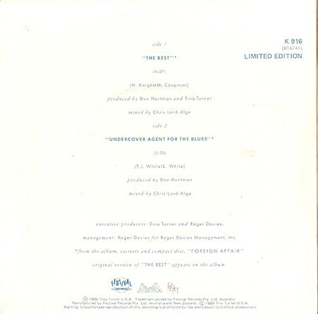 Tina Turner – The Best 7" vinyl record, image 2 of 4