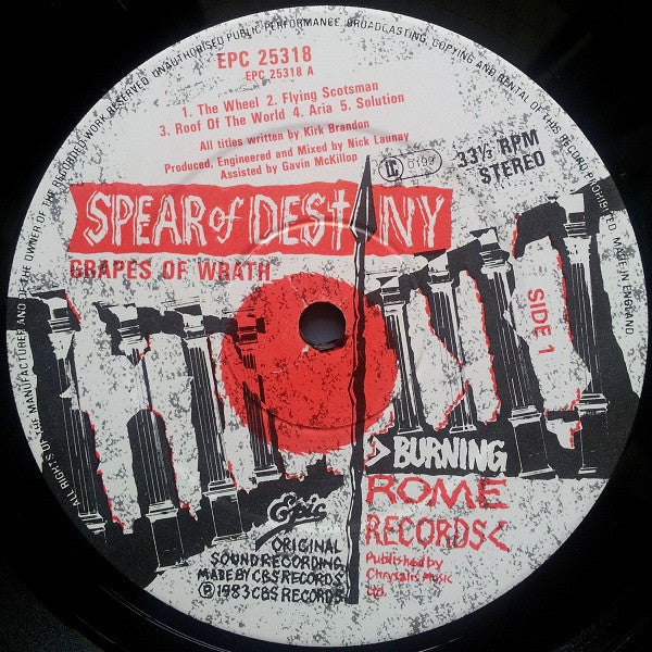 Spear Of Destiny – Grapes Of Wrath LP vinyl record, image 3 of 6