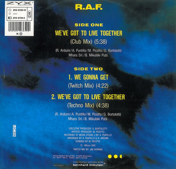 R.A.F. – We've Got To Live Together 12" vinyl record, image 2 of 2