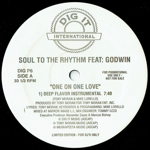 Soul To The Rhythm, Godwin, King-Size, Grisel A. – One On One Love / Elevate Your Mind (Feel It) 12" vinyl record, image 1 of 2