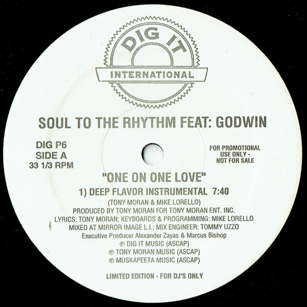 Soul To The Rhythm, Godwin, King-Size, Grisel A. – One On One Love / Elevate Your Mind (Feel It) 12" vinyl record, image 1 of 2