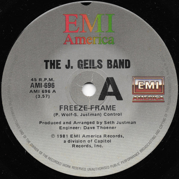 The J. Geils Band – Freeze-Frame 7" vinyl record, image 1 of 3