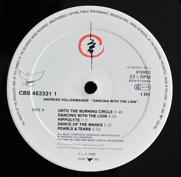 Andreas Vollenweider – Dancing With The Lion LP vinyl record, image 3 of 4