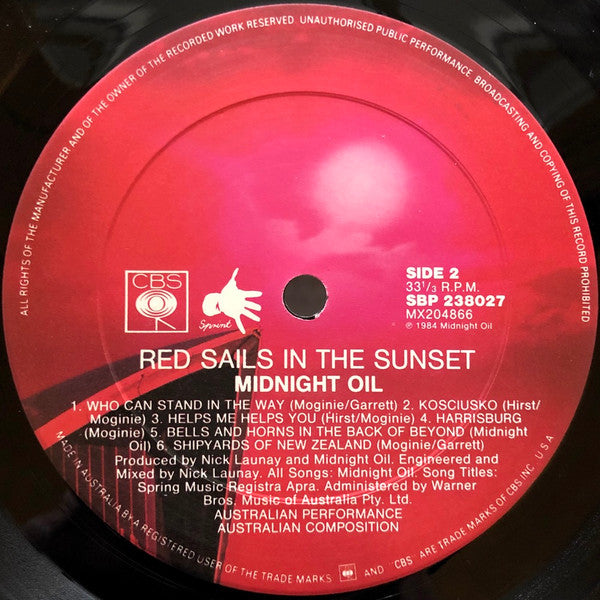 Midnight Oil – Red Sails In The Sunset LP vinyl record, image 4 of 6