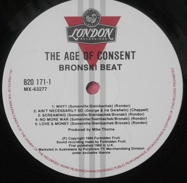 Bronski Beat – The Age Of Consent LP vinyl record, image 3 of 6