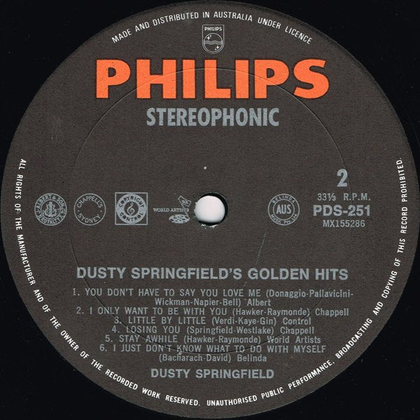 Dusty Springfield – Dusty Springfield's Golden Hits LP vinyl record, image 4 of 4