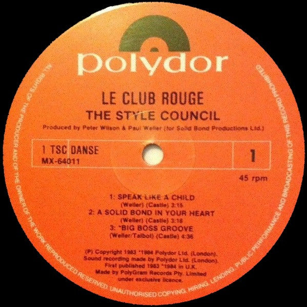 The Style Council – Le Club Rouge 12" vinyl record, image 3 of 4