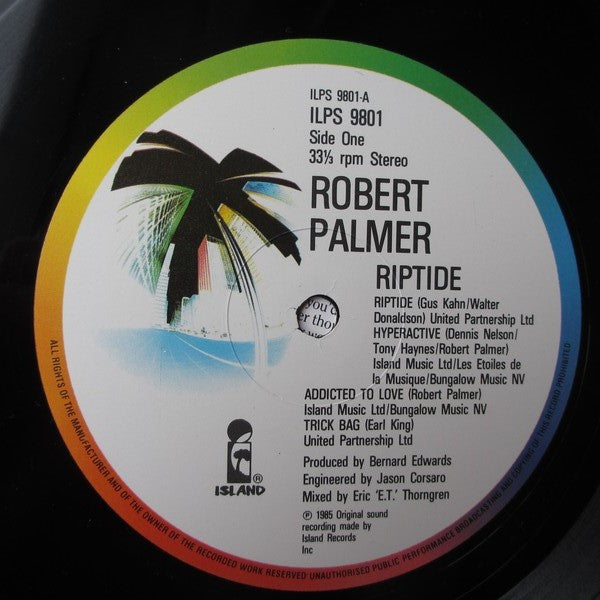 Robert Palmer – Riptide LP vinyl record, image 3 of 6