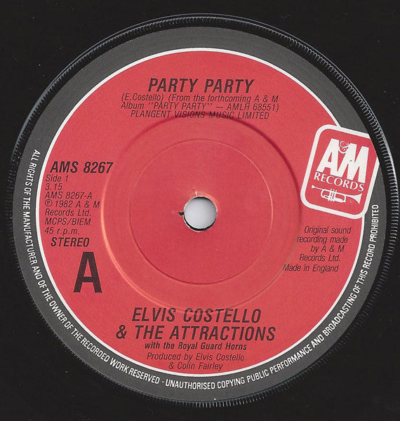 Elvis Costello & The Attractions, The Royal Guard Horns – Party Party 7" vinyl record, image 3 of 4