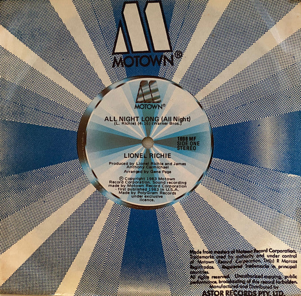 Lionel Richie – All Night Long (All Night) 7" vinyl record, image 3 of 3