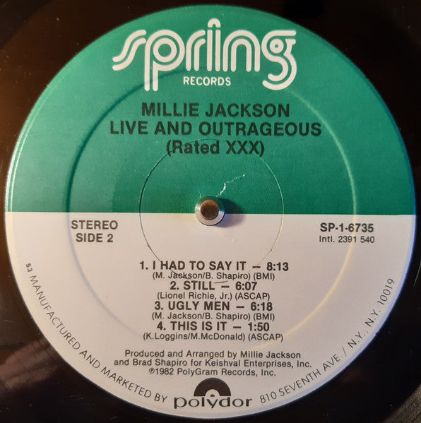 Millie Jackson – "Live And Outrageous" (Rated XXX) LP vinyl record, image 4 of 4