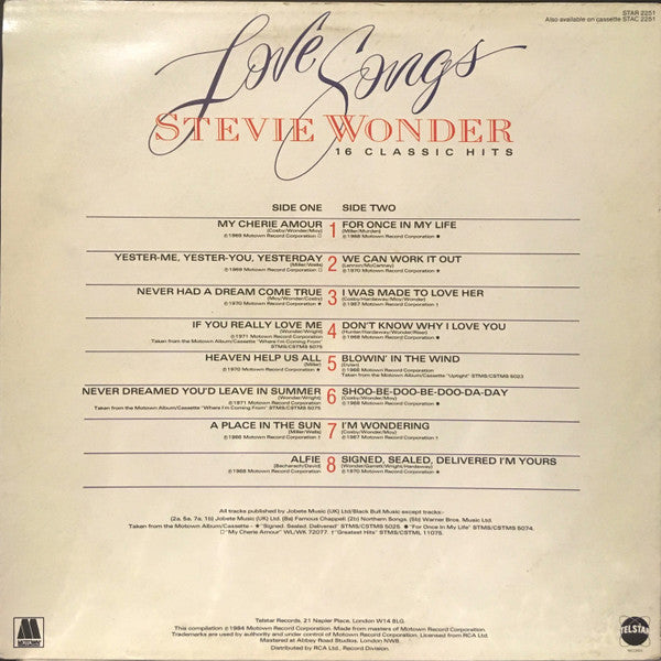 Stevie Wonder – Love Songs LP vinyl record, image 2 of 4