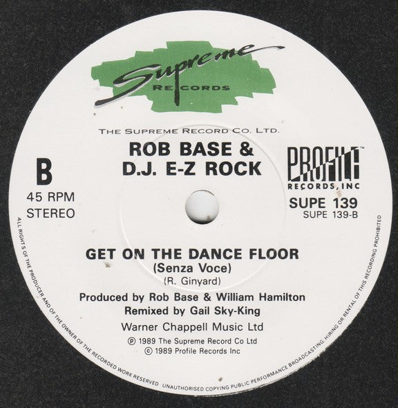 Rob Base & DJ E-Z Rock – Get On The Dance Floor 7" vinyl record, image 4 of 4