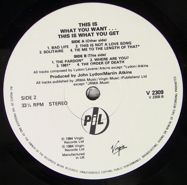 Public Image Limited – This Is What You Want... This Is What You Get LP vinyl record, image 4 of 6