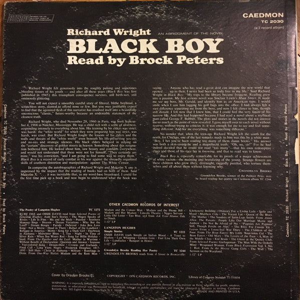 Richard Wright – Black Boy (2xLP) LP vinyl record, image 2 of 2