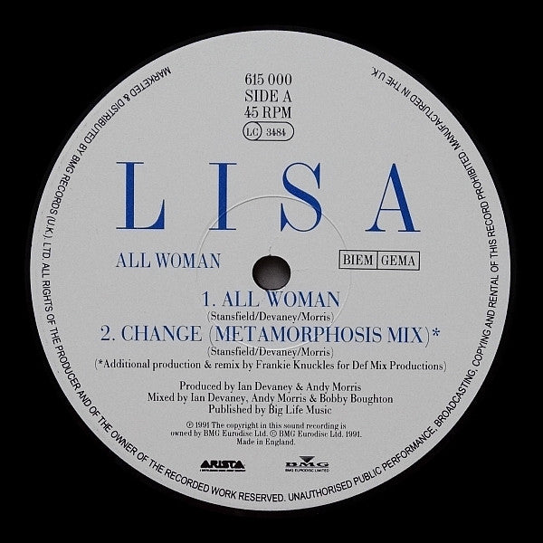 Lisa Stansfield – All Woman 12" vinyl record, image 3 of 4