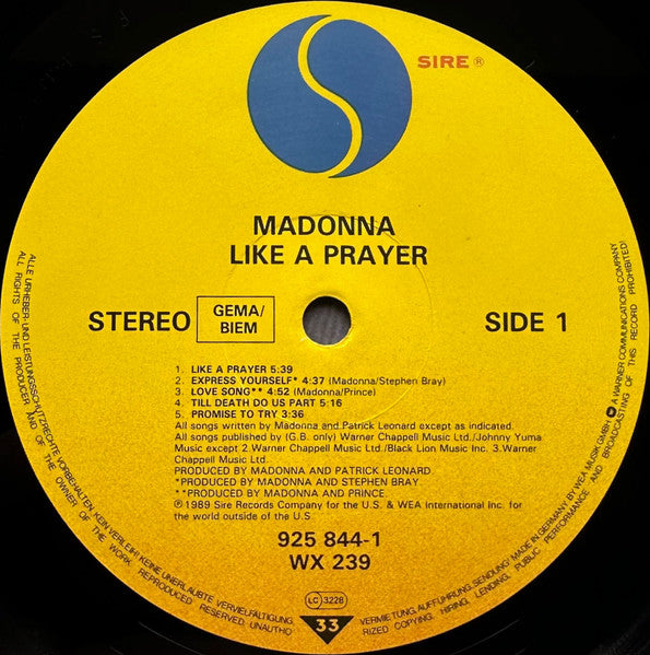 Madonna – Like A Prayer LP vinyl record, image 3 of 7