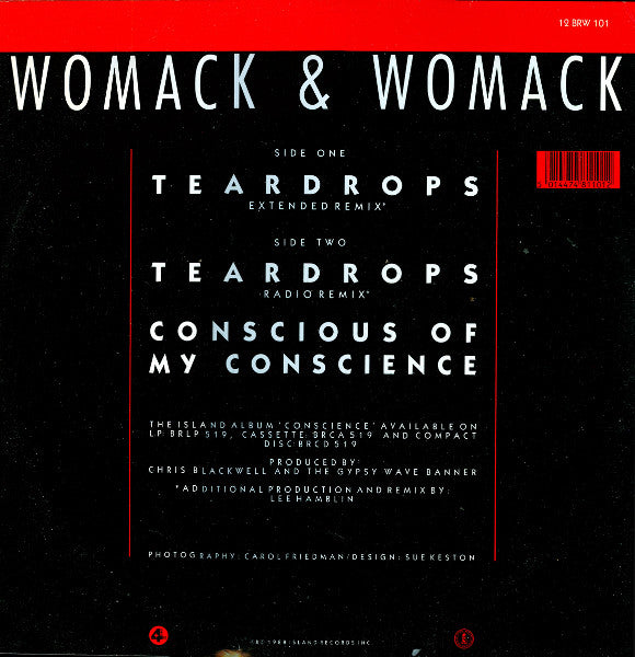 Womack & Womack – Teardrops 12" vinyl record, image 4 of 4