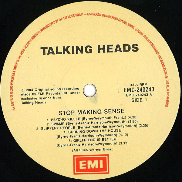 Talking Heads – Stop Making Sense LP vinyl record, image 3 of 6