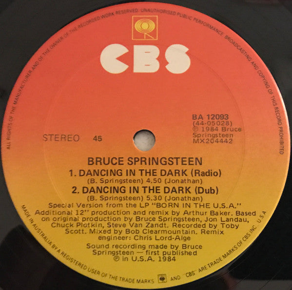 Bruce Springsteen – Dancing In The Dark 12" vinyl record, image 4 of 4
