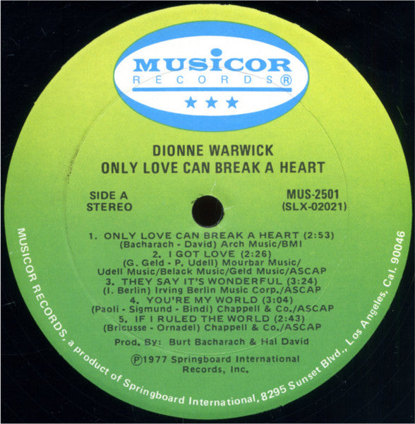 Dionne Warwick – Only Love Can Break A Heart LP vinyl record, image 3 of 4