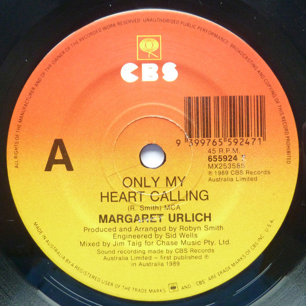 Margaret Urlich – Only My Heart Calling 7" vinyl record, image 3 of 4