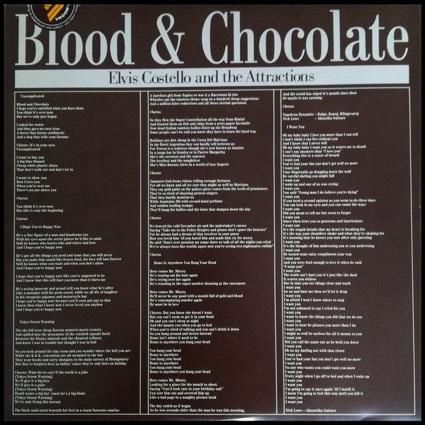 Elvis Costello & The Attractions – Blood & Chocolate LP vinyl record, image 5 of 6