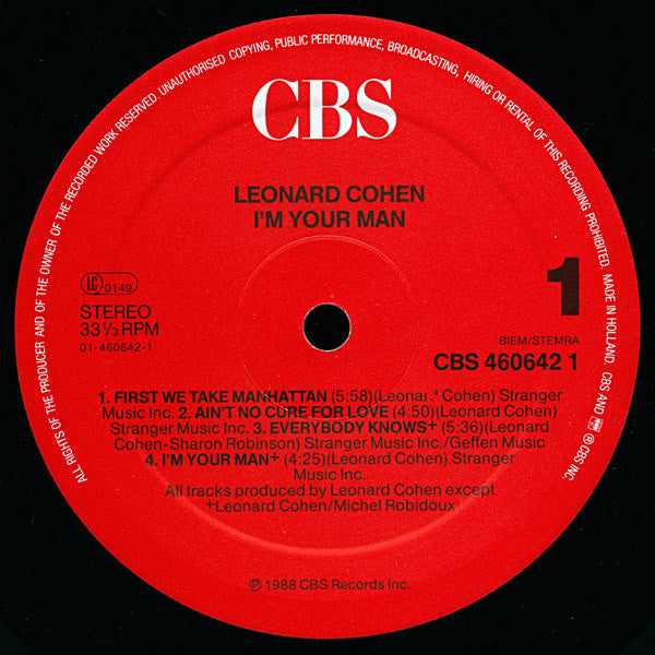 Leonard Cohen – I'm Your Man LP vinyl record, image 3 of 6