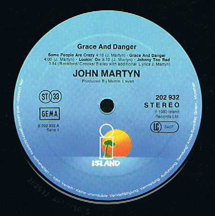 John Martyn – Grace & Danger LP vinyl record, image 3 of 4