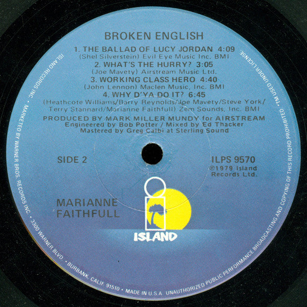 Marianne Faithfull – Broken English LP vinyl record, image 4 of 8
