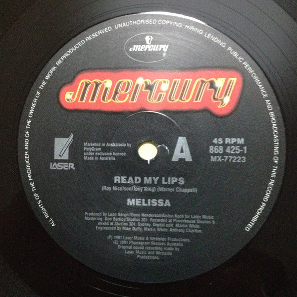 Melissa Tkautz – Read My Lips 12" vinyl record, image 2 of 3