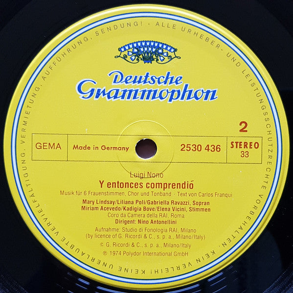 Luigi Nono – Como Una Ola De Fuerza Y Luz / Y Entonces Comprendió LP vinyl record, image 4 of 4