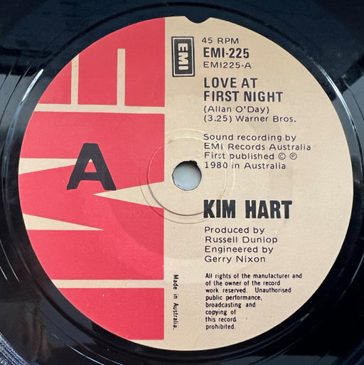 Kim Hart – Love At First Night 7" vinyl record, image 1 of 3