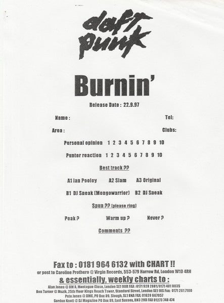 Daft Punk – Burnin' 12" vinyl record, image 4 of 4