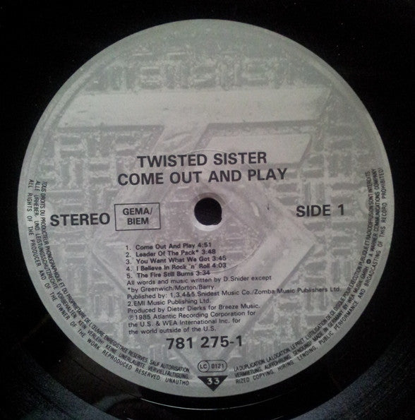 Twisted Sister – Come Out And Play LP vinyl record, image 4 of 7
