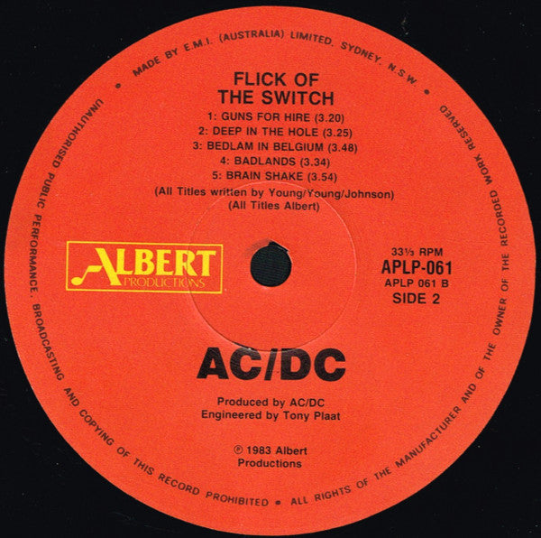 AC/DC – Flick Of The Switch LP vinyl record, image 3 of 6