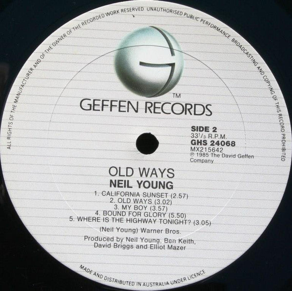 Neil Young – Old Ways LP vinyl record, image 4 of 4