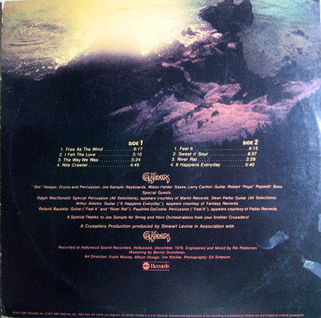 The Crusaders – Free As The Wind LP vinyl record, image 2 of 3