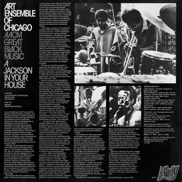 The Art Ensemble Of Chicago – A Jackson In Your House LP vinyl record, image 2 of 4