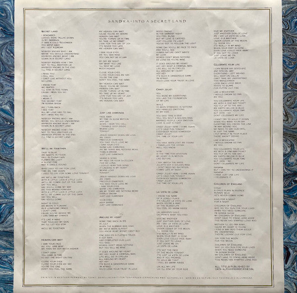 Sandra – Into A Secret Land LP vinyl record, image 5 of 9