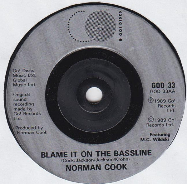Norman Cook – Won't Talk About It / Blame It On The Bassline 7" vinyl record, image 4 of 4