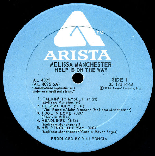 Melissa Manchester – Help Is On The Way LP vinyl record, image 3 of 6