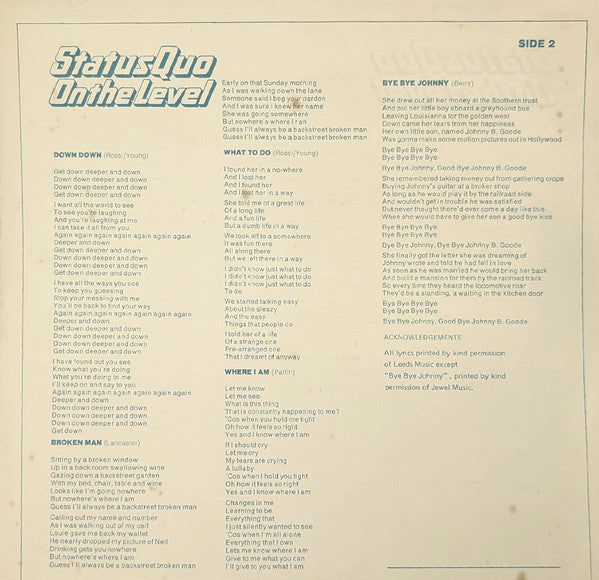 Status Quo – On The Level LP vinyl record, image 8 of 8