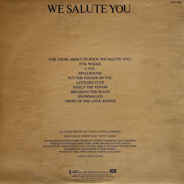 AC/DC – For Those About To Rock (We Salute You) LP vinyl record, image 2 of 6
