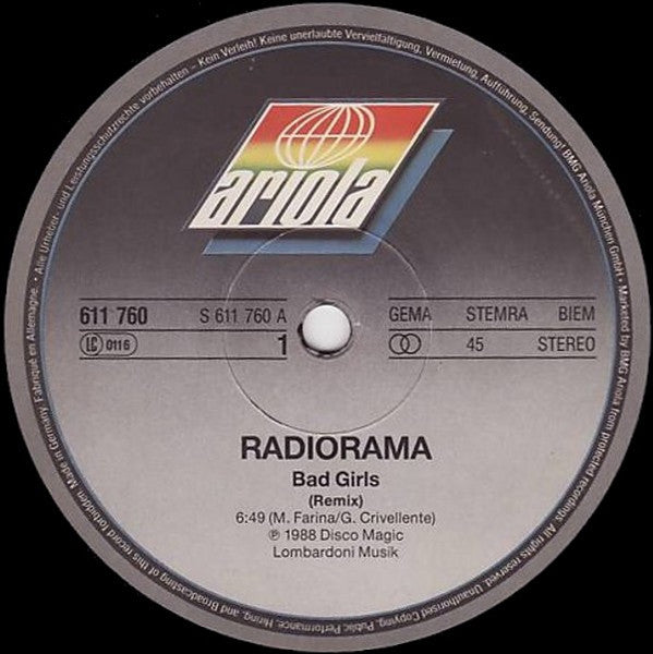 Radiorama – Bad Girls (Night Mix) 12" vinyl record, image 3 of 4