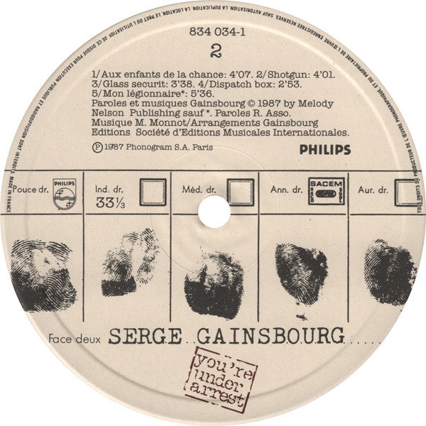 Serge Gainsbourg – You're Under Arrest LP vinyl record, image 4 of 10