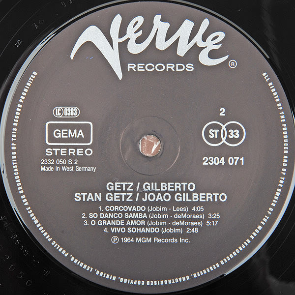 Stan Getz, João Gilberto, Antonio Carlos Jobim – Getz / Gilberto LP vinyl record, image 4 of 7