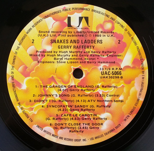 Gerry Rafferty – Snakes And Ladders LP vinyl record, image 4 of 6