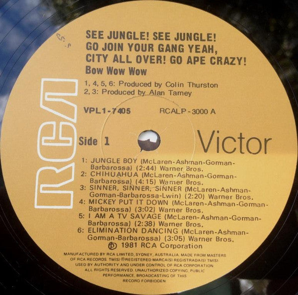 Bow Wow Wow – See Jungle! See Jungle! Go Join Your Gang Yeah, City All Over! Go Ape Crazy! LP vinyl record, image 3 of 4
