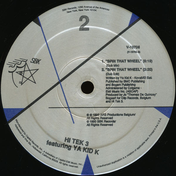 Hi Tek 3, Ya Kid K – Spin That Wheel (Turtles Get Real!) 12" vinyl record, image 4 of 4